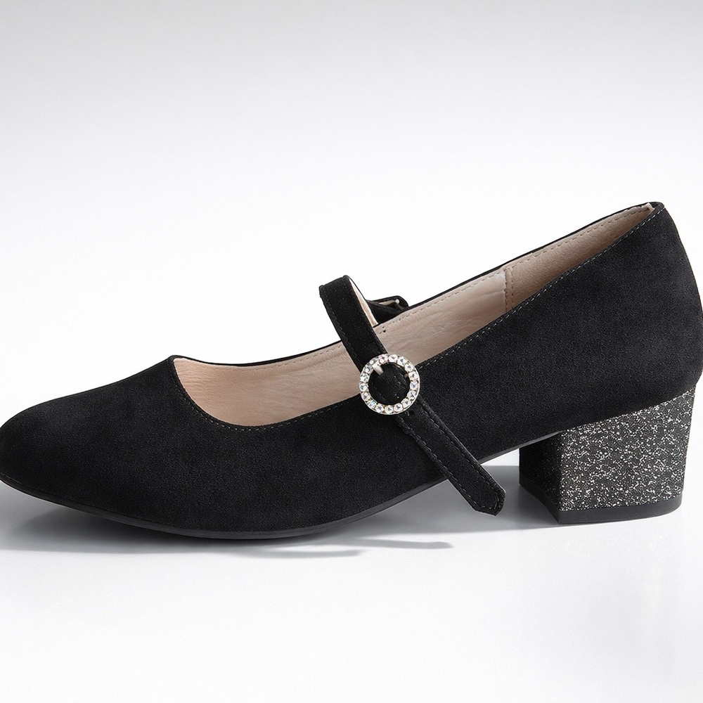 The Children's Place Black Mary Jane Dress Shoes with Rhinestone Buckle